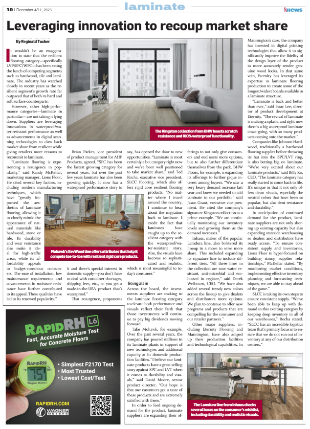 Leveraging laminate innovation to recoup market share