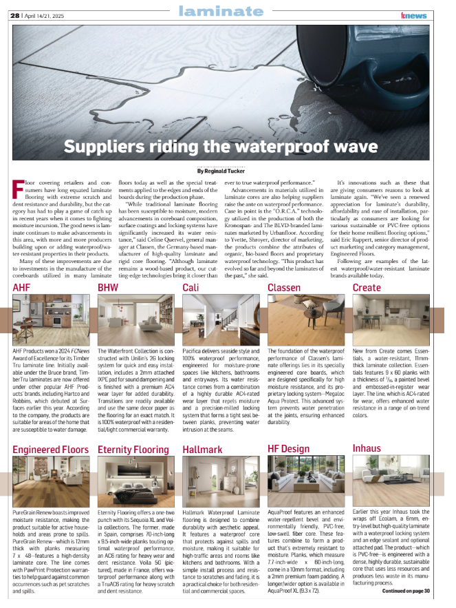Laminate: Suppliers ride the waterproof wave